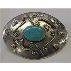 Navajo Silver Turquoise Belt Buckle