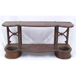 Antique Mahogany Wall Butler with Copper Inserts