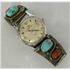 Image 1 : Zuni Silver Turquoise Watchband by Calavaza
