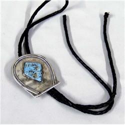 Navajo Silver Turquoise Horseshoe Bolo Tie