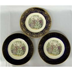 Three 23KT Gold Rimmed Imperial Salem Plates