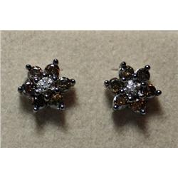 1.00 Carat Total Wgt. Champaign Diamond Earrings