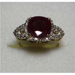 Ruby & Diamond Ring - 3ct. Ruby w/ .10ctw Diamonds