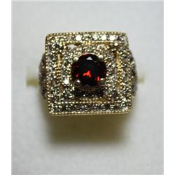 Garnet & Diamond Ring - 1ct Garnet w/ 1.50ctw Diam.