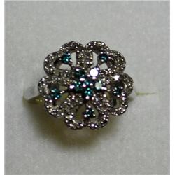 1.10 Carat Total Weight Blue & White Diamond Ring