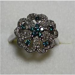 1.00 Carat Total Weight Blue & White Diamond Ring