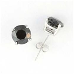 4 ctw Black Diamond Stud Earrings in White Gold