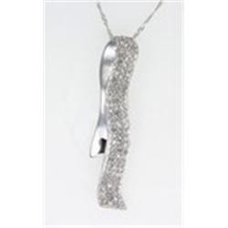 3/4ctw Dia & 10KW Ribbon Pendant & Chain Necklace