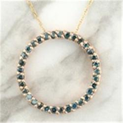 1/2 ctw Blue Dia Circle-Of-Love 10K Rose Gold Pend.