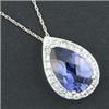 Image 1 : Lab Sapphire Tear Drop Pend w/ Chain
