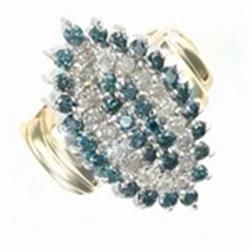 2 ctw Blue & White Diamond Gold Ring