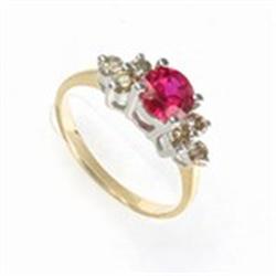 1 ctw Lab Created Ruby & Diamond Gold Ring