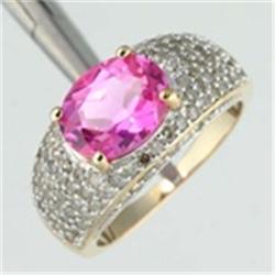 3 ctw Lab Pink Sapphire & Diamond Ring