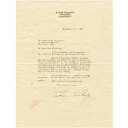 Calvin Coolidge TLS Re: Edison 1929