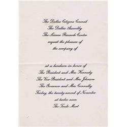 JFK Dallas Lunch Invite 1963