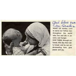Mother Teresa Prayer Card Signed