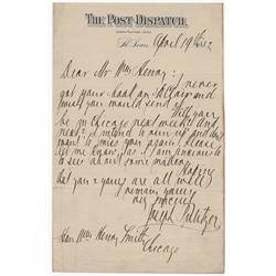 Joseph Pulitzer ALS 1882