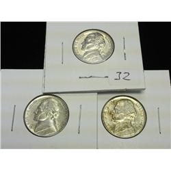 3-1942-P Silver Jefferson War Time Nickels (UNC)