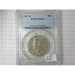 1987-D Kennedy Half PCGS MS64