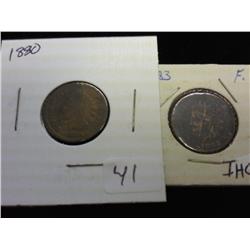 1880 And 1883 Indian Head Cents