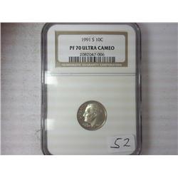 1991-S Roosevelt Dime NGC PF70 Ultra Cameo