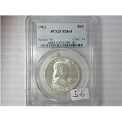 1963 Franklin Half PCGS MS64