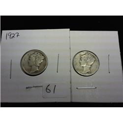 1927 And 1929 Mercury Dimes