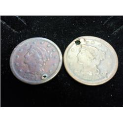 1844 & 1851 US Large Cents (Holed)