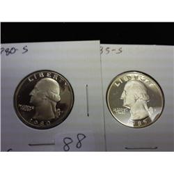 1980-S And 85-S Washington Quarters (Gem Proof)