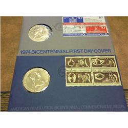2 US Mint FDC's With Medals 1972 & 74 Bicentennial