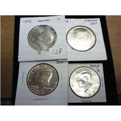 1976, 1982, 87 & 2005-D Kennedy Halves (UNC)