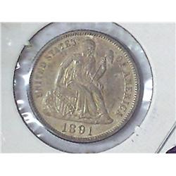 1891 Seated Liberty Dime (AU)