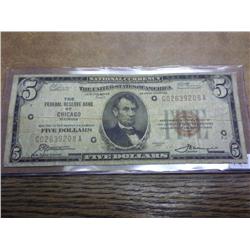 1929 US $5 National Currency (Chicago)