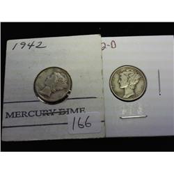 1942 And 42-D Mercury Dimes