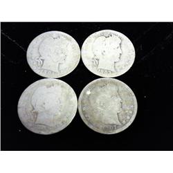4 Assorted Barber Quarters