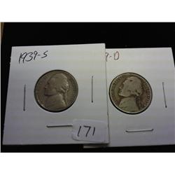 1939-S And 1939-D Jefferson Nickels