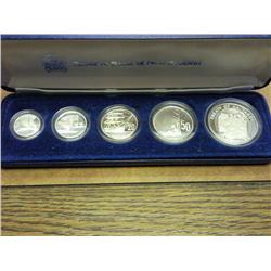 1990 New Zealand 5 Coin Silver Proof Set