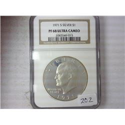 1971-S Silver Ike Dollar NGC PF68 Ultra Cameo