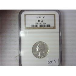 1958 Silver Washington Quarter NGC PF65