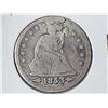 1853 With Rays Seated Liberty Quarter (Holed &
