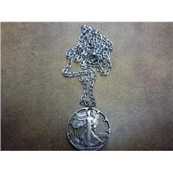 Cut Out Walking Liberty Half Necklace & .925 Chain