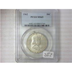 1962 Franklin Half PCGS MS65