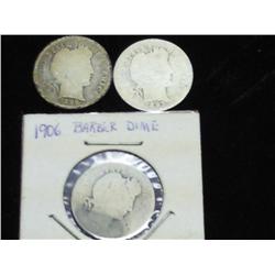 1897, 99 And 1906 Barber Dimes