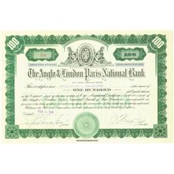 The Anglo-london Paris National Bank Stock