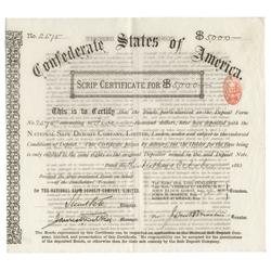 Confederate States of America Scrip Certificate Issued By The Confederate Bondholders Committee
