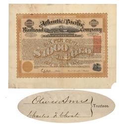 Atlantic & Pacific Railroad Co. Signed By Oliver Ames On Verso As Trustee