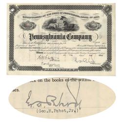 Pennsylvania Company Issued To George H. Pabst, Jr. And Signed Twice