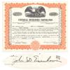 Universal Diversified Corp. Issued To And Signed On Verso By John Eisenhower, Son Of Ike