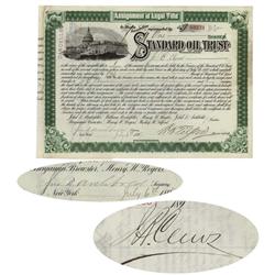 Standard Oil Trust Liquidation Issued To And Signed On Verso By J.B. Clews, Signed By John D. Archbo