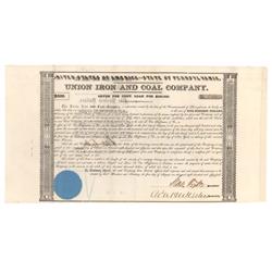 Union Iron & Coal Company Signed Twice By Moses Taylor